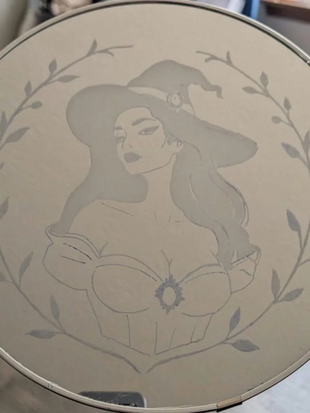 Hand Engraved Witch Mirror Gothic Wall Decor